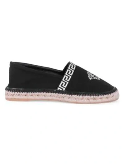 Shop Versace Medusa Canvas Espadrilles In Nero