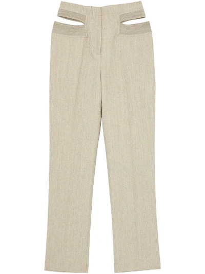 Shop Burberry Cut-out Tailored Trousers In Grey