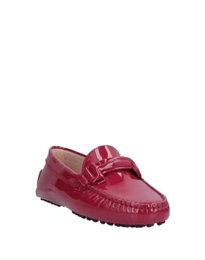 Shop Tod's Woman Loafers Burgundy Size 5.5 Soft Leather In Red