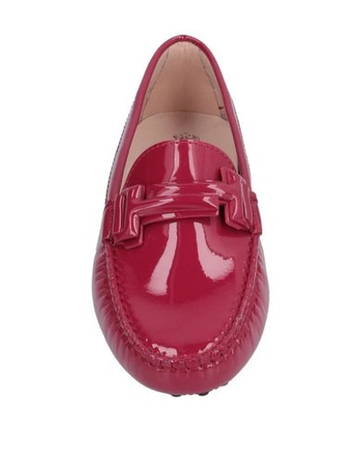 Shop Tod's Woman Loafers Burgundy Size 5 Soft Leather In Red