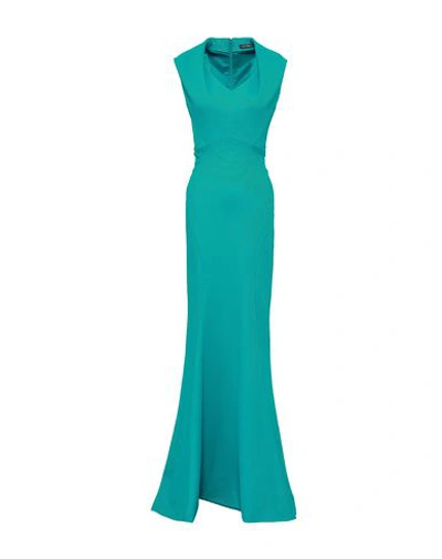 Shop Zac Posen Long Dresses In Turquoise