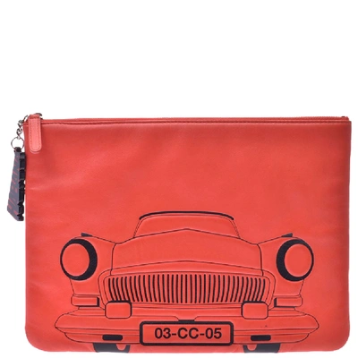 Pre-owned Chanel Red Leather Coco Cuba O-case Clutch