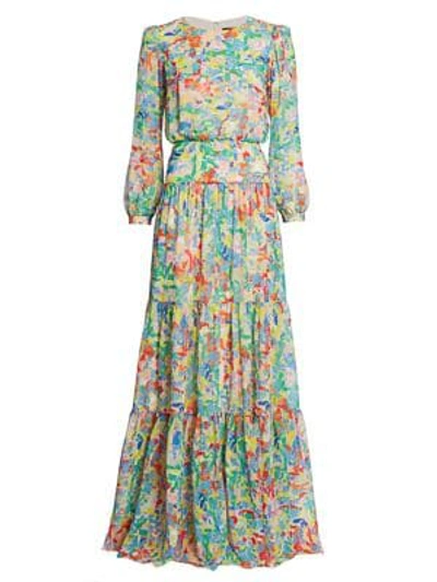 Shop Saloni Isabel Silk Georgette Maxi Dress In Summer Confetti