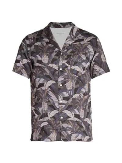 Shop Officine Generale Men's Dario Short-sleeve Tropical Button-front Shirt In Tan Black