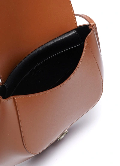 Shop Jil Sander 'crescent' Small Leather Shoulder Bag