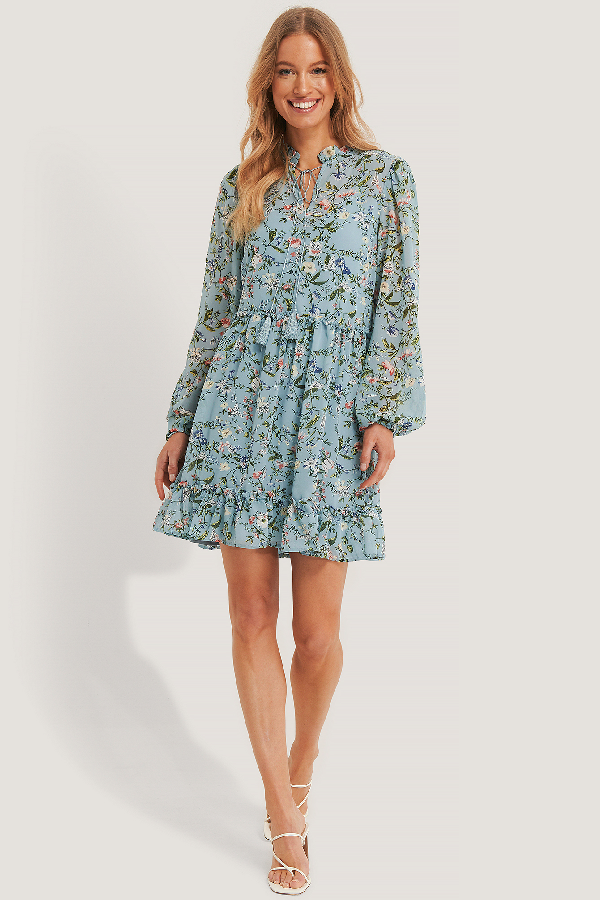 long sleeve flowy mini dress