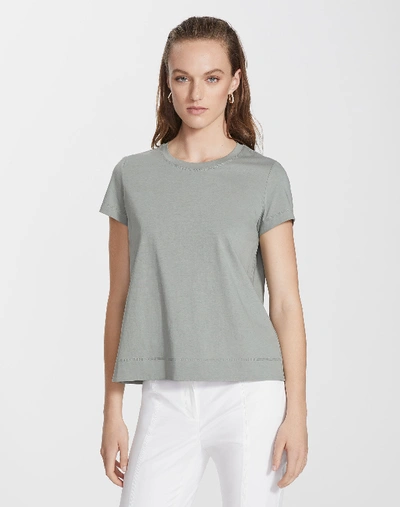 Shop Lafayette 148 Plus-size Cotton Jersey Modern Tee In Green