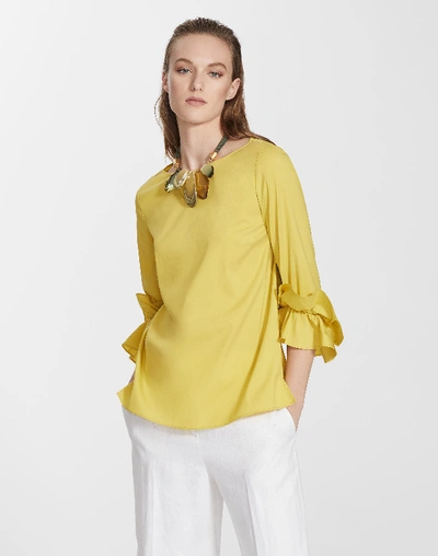 Shop Lafayette 148 Petite Italian Stretch Cotton Whitby Blouse In Quince