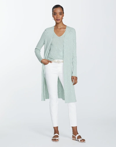 Shop Lafayette 148 Petite Finespun Voile Rib Cardigan In Seaglass