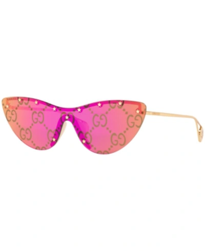 Shop Gucci Sunglasses, Gc001380 In Gold Shiny/pink Mirror