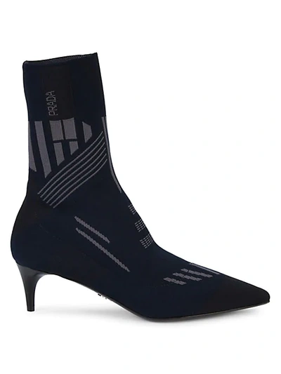 Shop Prada Point-toe Sock Booties In Blue