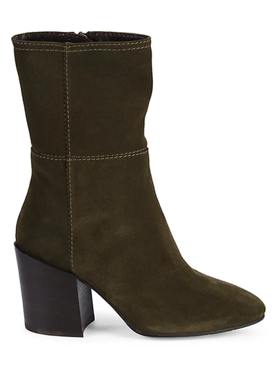 Shop Aquatalia Fabriana Suede Stitched Booties In Grey