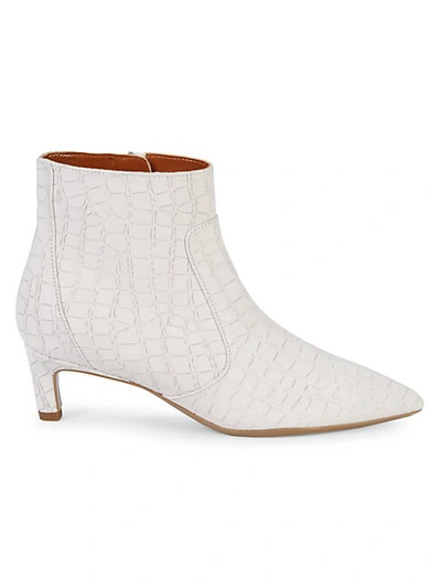Shop Aquatalia Marilisa Croc-emoossed Leather Booties In White