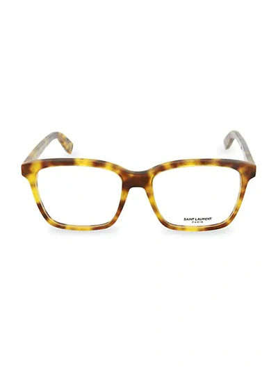 Shop Saint Laurent 54mm Square Reading Glasses In Shiny Brown