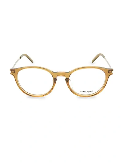 Shop Saint Laurent 49mm Phantos Reading Glasses In Brown