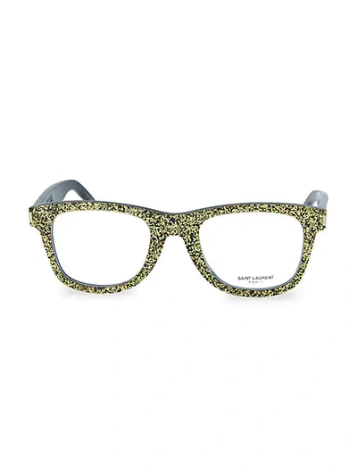 Shop Saint Laurent 50mm Square Glitter Reading Glasses In Gold