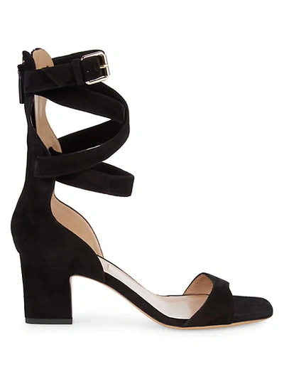 Shop Valentino Strappy Block-heel Leather Sandals In Black