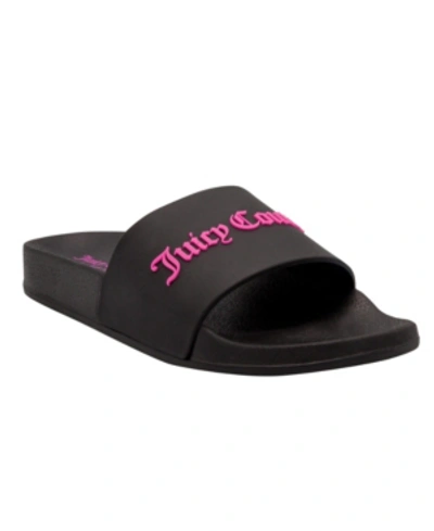 Shop Juicy Couture Whimsey Logo Pool Slide Women's Shoes In Black