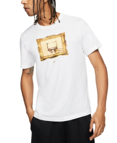 Shop Nike Men's Dri-fit Graphic Basketball T-shirt In White