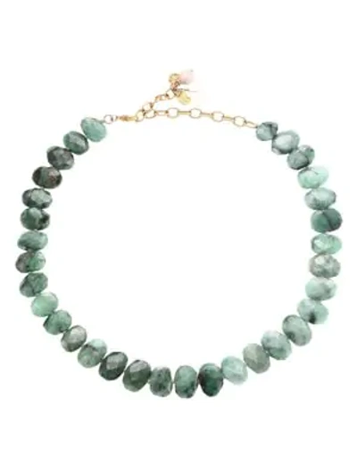 Shop Chan Luu Emerald Beaded Collar Necklace In Blue