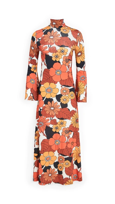 Shop Dodo Bar Or Lena Dress In Flower Orange/brown