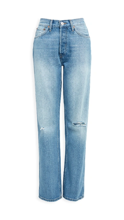 Shop Re/done 90s High Rise Loose Jeans In Light Destroyed 5