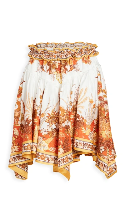 Shop Zimmermann Brightside Angled Hem Skirt In Gold Phoenix