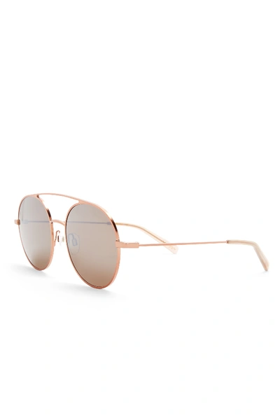 Shop Raen Scripps 55mm Rounded Aviator Sunglasses In Rose Gold-brown Silver Mirror
