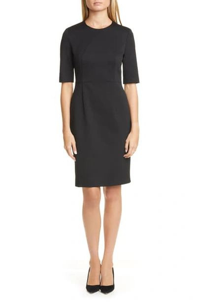 Shop Hugo Boss Daxine Textured Sheath Dress In Black