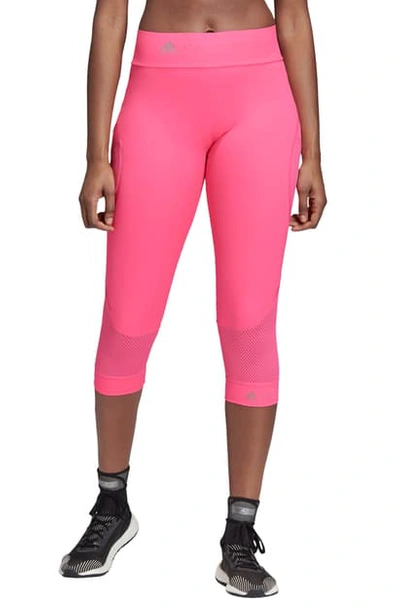 Shop Adidas By Stella Mccartney Performance Essentials 3/4 Tights In Solar Pink