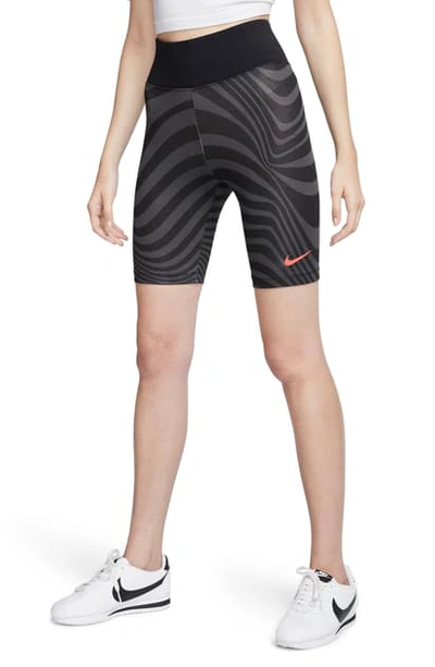 Shop Nike Sportswear Legasee Air Max Jersey Bike Shorts In Black/ Anthracite