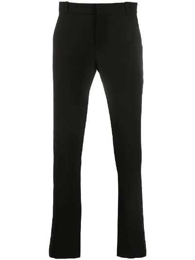 Shop Balmain Sequinned Side Panel Trousers In Black