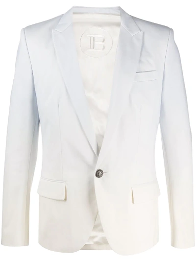 Shop Balmain Gradient Dye Blazer Jacket In White