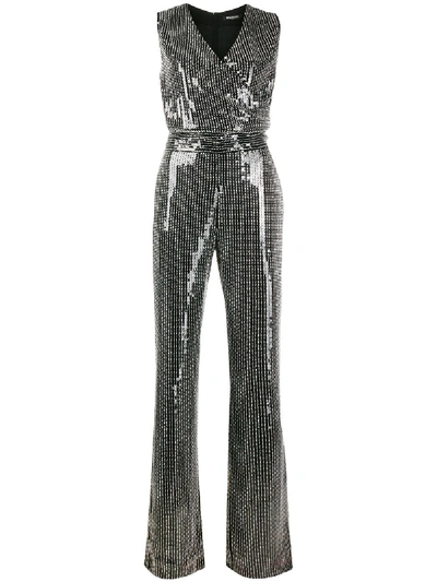 Shop Balmain Sequin Bead Embellished Jumpsuit In Black