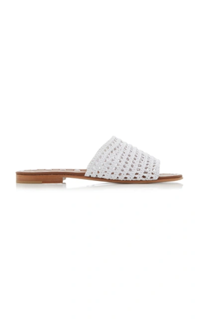 Shop Carrie Forbes Mour Raffia Slides In White