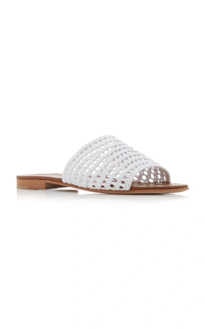 Shop Carrie Forbes Mour Raffia Slides In White