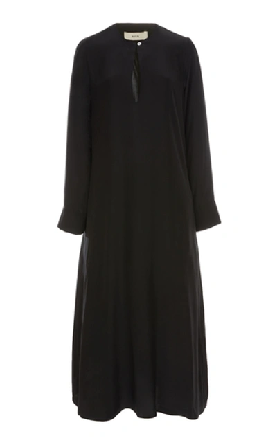 Shop Matin Silk Split Midi Dress In Black