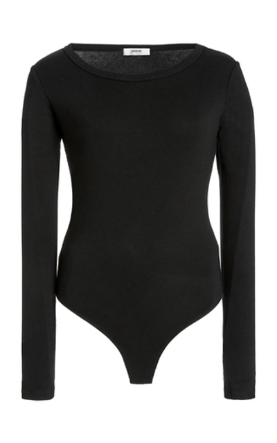 Shop Agolde Leila Modal-blend Bodysuit In Black