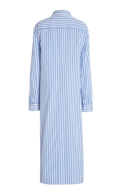 Shop Jil Sander Draped Tie-front Cotton Shirt Dress In Stripe