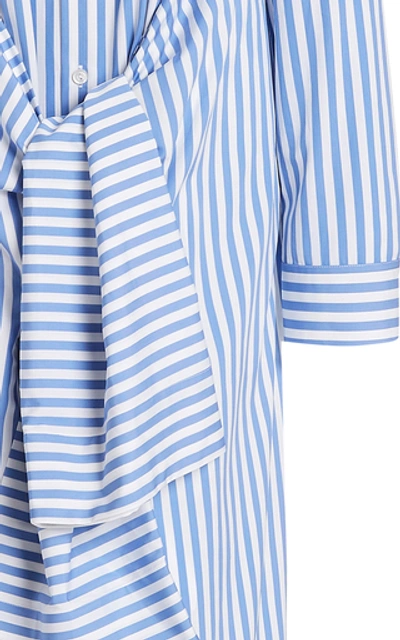 Shop Jil Sander Draped Tie-front Cotton Shirt Dress In Stripe