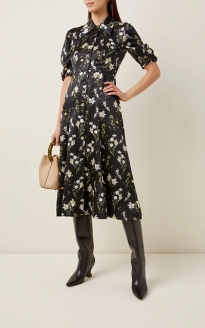 Shop Erdem Gisella Floral-print Silk Dress In Multi