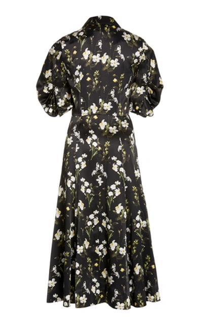 Shop Erdem Gisella Floral-print Silk Dress In Multi