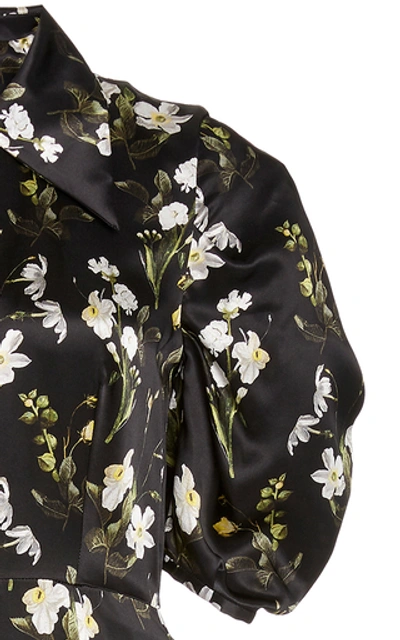 Shop Erdem Gisella Floral-print Silk Dress In Multi