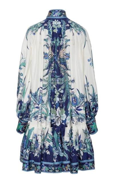 Shop Zimmermann Glassy Printed Silk Mini Dress In Navy