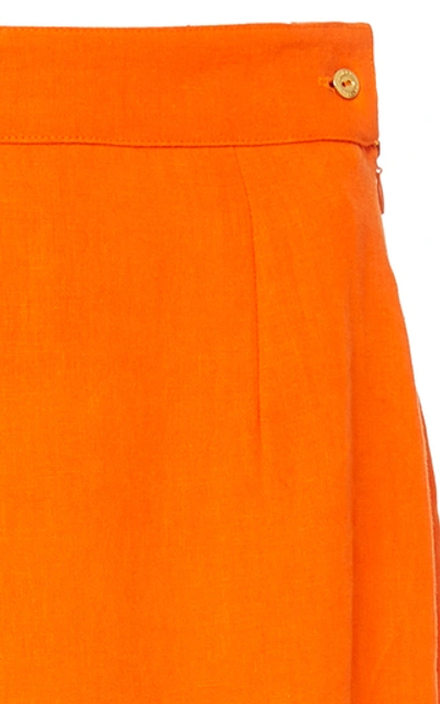 Shop Simon Miller Prado Linen Split Midi Skirt In Orange