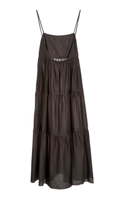 Shop Matteau Tiered Cotton-gauze Maxi Dress In Black