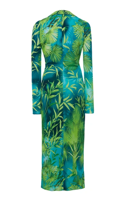 Shop Versace Printed Crepe Midi Dress