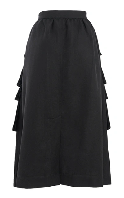 Shop Lemaire Pocket-detailed Wool-linen Midi Skirt In Black