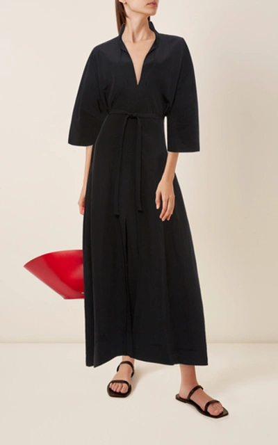 Shop Jil Sander Melina Tie-front Crepe De Chine Maxi Dress In Black