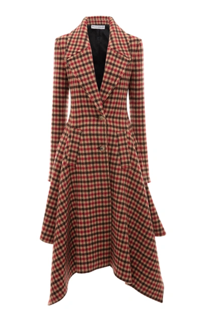 Shop Jw Anderson Asymmetric Checked Woven Coat In Plaid